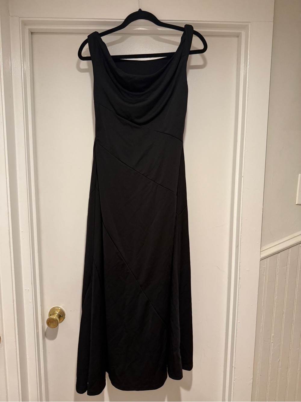 SHEIN Women's Elegant Solid Color Black Asymmetrical Shoulder Dress - Picture 7 of 8